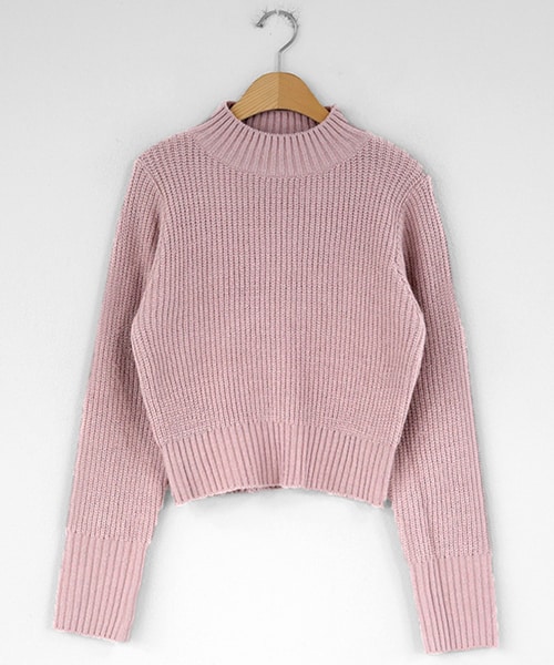 DHOLIC（ディーホリック）の「クロップドハーフネックニット（ニット/セーター・レディース・ホワイト/ブラウン/ピンク/ブラック・FREE）」の4枚目の写真