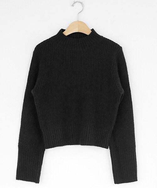 DHOLIC（ディーホリック）の「クロップドハーフネックニット（ニット/セーター・レディース・ホワイト/ブラウン/ピンク/ブラック・FREE）」の2枚目の写真