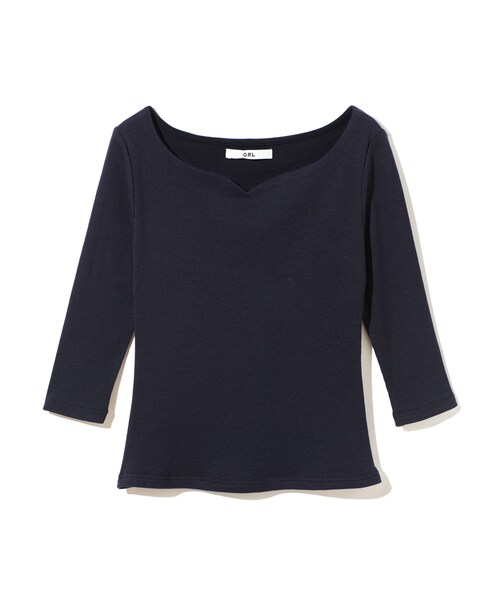 tシャツ パールコットテレコ7分袖クルー レディース GRL（グレイル）の「7分袖ハートカットテレコトップス（Tシャツ