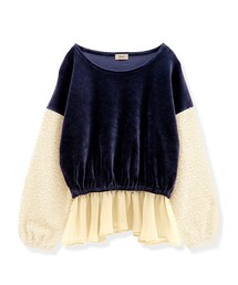 flower | velour mix top ～ﾍﾞﾛｱﾐｯｸｽﾄｯﾌﾟ(Tシャツ/カットソー)