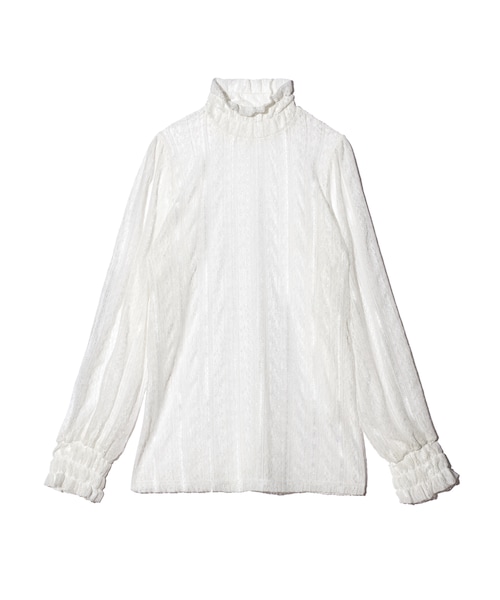 GRL（グレイル）の「ハイネックレーストップス（Tシャツ/カットソー・レディース・ブラック/ラベンダー/オフホワイト・M）」の2枚目の写真