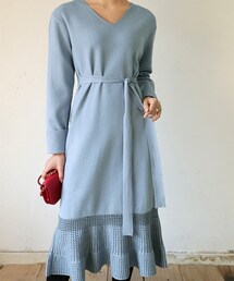 DHOLIC | ストラップSETパンチングヘムニットワンピース(ワンピース)