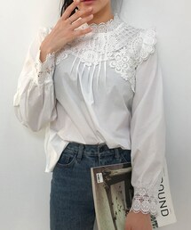 DHOLIC | レースディテールタックブラウス(シャツ/ブラウス)