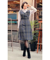 HOTPING | チェックスリーブレスラップワンピース(ワンピース)