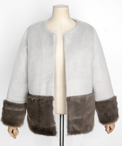 DHOLIC（ディーホリック）の「ファーヘムオープンジャケット（その他アウター・レディース・ホワイト/ベージュ/ブラック/グレー・FREE）」の4枚目の写真