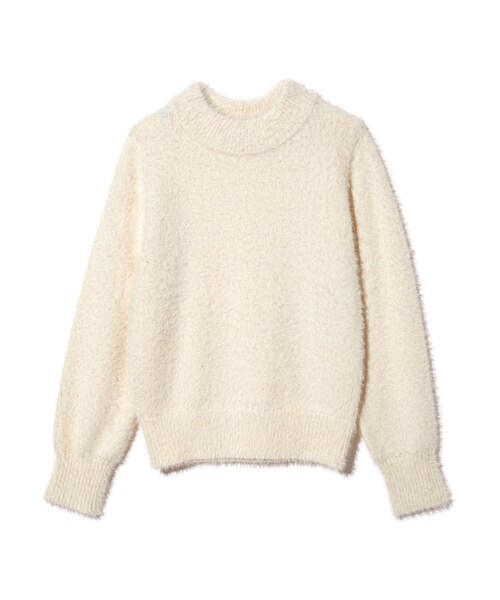 GRL（グレイル）の「ハイネックボリュームスリーブシャギーニット（ニット/セーター・レディース・ブラック/レッド/ピンク/グリーン/ネイビー/パープル/グレー/アイボリー・F）」の2枚目の写真