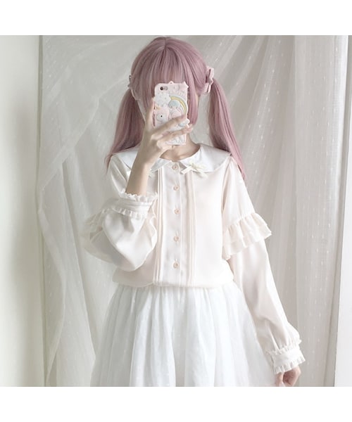 --(--)の「ダブルリボン ふんわり フリルブラウス(シャツ/ブラウス・レディース・ホワイト・S/M/L)」の1枚目の写真