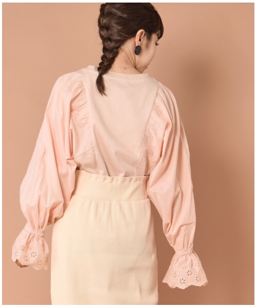 w closet（ダブルクローゼット）の「【S/S】異素材袖スワトー刺繍プルオーバー（トップス・レディース・オフホワイト/ピンク/サックス/ブラック・FREE）」の16枚目の写真