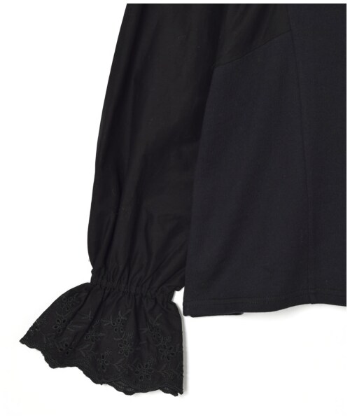 w closet（ダブルクローゼット）の「【S/S】異素材袖スワトー刺繍プルオーバー（トップス・レディース・オフホワイト/ピンク/サックス/ブラック・FREE）」の19枚目の写真