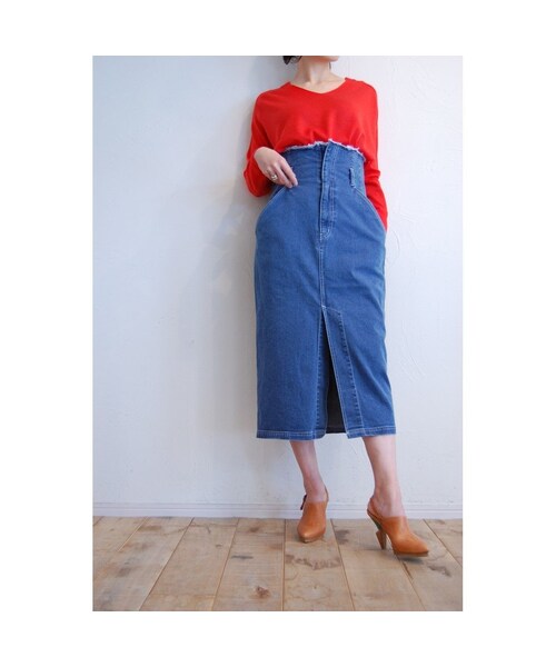 margaux（マルゴー）の「ハイウエストデニムスカート（スカート・レディース・その他）」の3枚目の写真