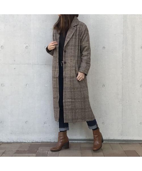 copine(コピン)の「グレンチェックロングチェスターコート(2color)(チェスターコート・レディース・その他)」の7枚目の写真