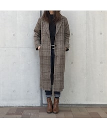 copine | グレンチェックロングチェスターコート（2color）(チェスターコート)