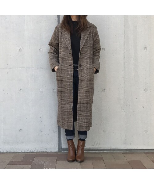 copine(コピン)の「グレンチェックロングチェスターコート(2color)(チェスターコート・レディース・その他)」の1枚目の写真