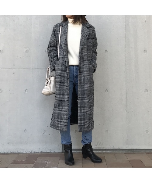 copine(コピン)の「グレンチェックロングチェスターコート(2color)(チェスターコート・レディース・その他)」の3枚目の写真