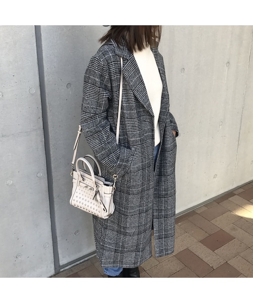 copine(コピン)の「グレンチェックロングチェスターコート(2color)(チェスターコート・レディース・その他)」の4枚目の写真