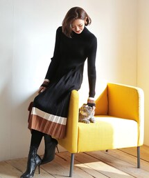 DHOLIC | コントラストカラーニットワンピース(ワンピース)