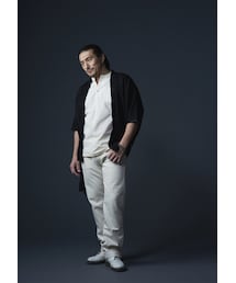 SANGOU | 【SANGOU】伊勢木綿Tシャツ "冠衣-KABURI-" 生成 ヘンリーネック 五分袖(Tシャツ/カットソー)