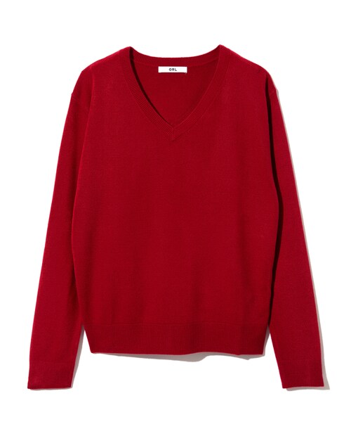 GRL（グレイル）の「Vネックカシミヤタッチニットトップス（ニット/セーター・レディース・ブラック/レッド/ブルー/ピンク/グリーン/パープル/グレー/ボルドー/ラベンダー/ベージュ/キャメル/オフホワイト/レンガ/濃いピンク・M）」の13枚目の写真