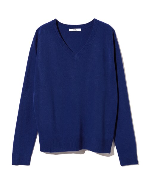 GRL（グレイル）の「Vネックカシミヤタッチニットトップス（ニット/セーター・レディース・ブラック/レッド/ブルー/ピンク/グリーン/パープル/グレー/ボルドー/ラベンダー/ベージュ/キャメル/オフホワイト/レンガ/濃いピンク・M）」の9枚目の写真