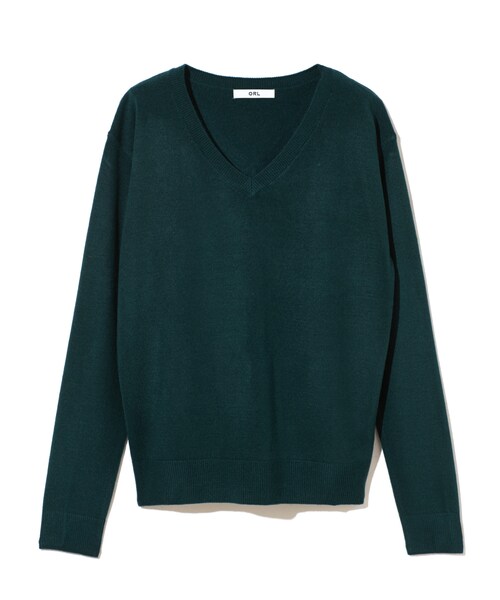 GRL（グレイル）の「Vネックカシミヤタッチニットトップス（ニット/セーター・レディース・ブラック/レッド/ブルー/ピンク/グリーン/パープル/グレー/ボルドー/ラベンダー/ベージュ/キャメル/オフホワイト/レンガ/濃いピンク・M）」の8枚目の写真