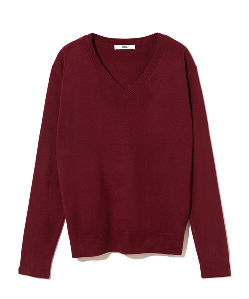 GRL（グレイル）の「Vネックカシミヤタッチニットトップス（ニット/セーター・レディース・ブラック/レッド/ブルー/ピンク/グリーン/パープル/グレー/ボルドー/ラベンダー/ベージュ/キャメル/オフホワイト/レンガ/濃いピンク・M）」の14枚目の写真
