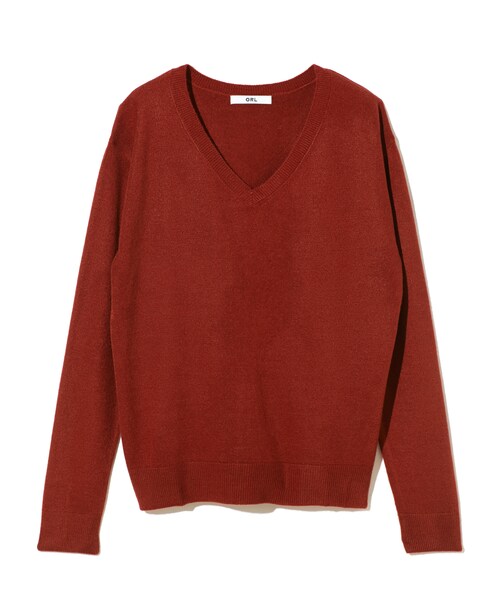 GRL（グレイル）の「Vネックカシミヤタッチニットトップス（ニット/セーター・レディース・ブラック/レッド/ブルー/ピンク/グリーン/パープル/グレー/ボルドー/ラベンダー/ベージュ/キャメル/オフホワイト/レンガ/濃いピンク・M）」の6枚目の写真
