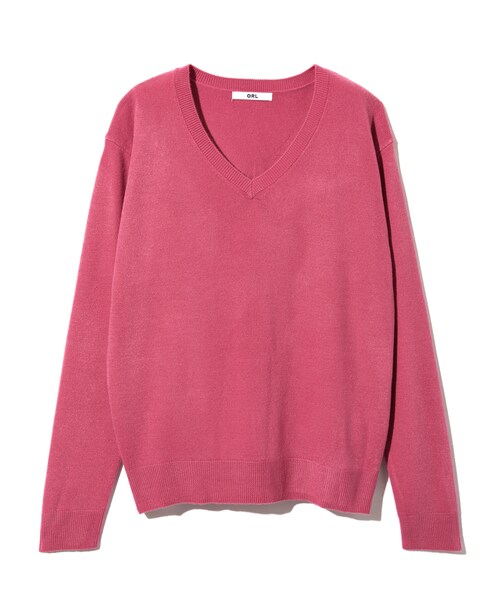 GRL（グレイル）の「Vネックカシミヤタッチニットトップス（ニット/セーター・レディース・ブラック/レッド/ブルー/ピンク/グリーン/パープル/グレー/ボルドー/ラベンダー/ベージュ/キャメル/オフホワイト/レンガ/濃いピンク・M）」の12枚目の写真