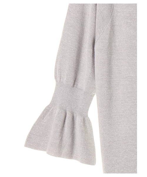 YECCA VECCA(イェッカヴェッカ)の「【先行予約】P.ミラノリブ袖シャーリングニット(トップス・アイボリー/ライトグレー/ピンク/ボーダー・F)」の5枚目の写真