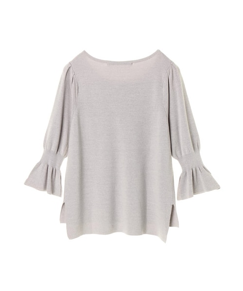 YECCA VECCA(イェッカヴェッカ)の「【先行予約】P.ミラノリブ袖シャーリングニット(トップス・アイボリー/ライトグレー/ピンク/ボーダー・F)」の3枚目の写真