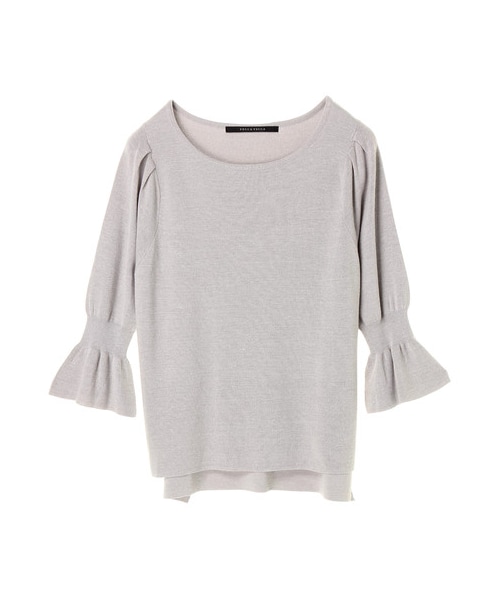 YECCA VECCA(イェッカヴェッカ)の「【先行予約】P.ミラノリブ袖シャーリングニット(トップス・アイボリー/ライトグレー/ピンク/ボーダー・F)」の7枚目の写真