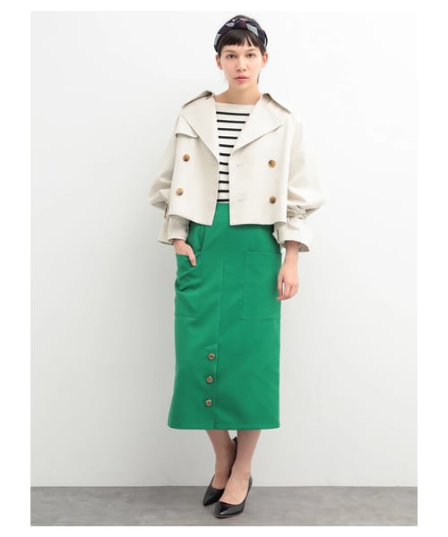 YECCA VECCA（イェッカヴェッカ）の「【先行予約】ショートトレンチコート（ジャケット/アウター・アイボリー/キャメル/サックスブルー・F）」の2枚目の写真