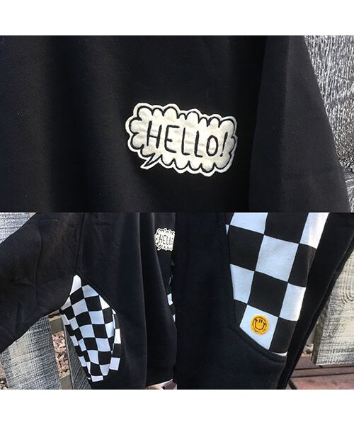 STORES.jp(ストアーズドットジェーピー)の「【セレクト加工】吹き出しワッペンチェッカーパーカー(パーカー・レディース・その他)」の4枚目の写真