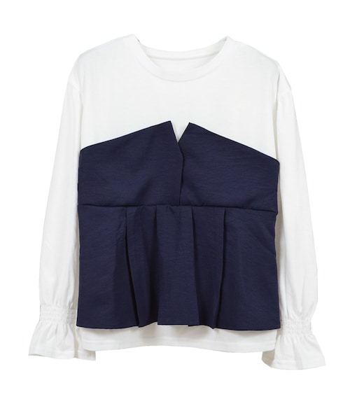 STYLEBLOCK（スタイルブロック）の「タックフレアビスチェドッキングトップス（シャツ/ブラウス・レディース・ライトベージュ/ピンク/キャメル/ネイビー/ブラック・M）」の3枚目の写真