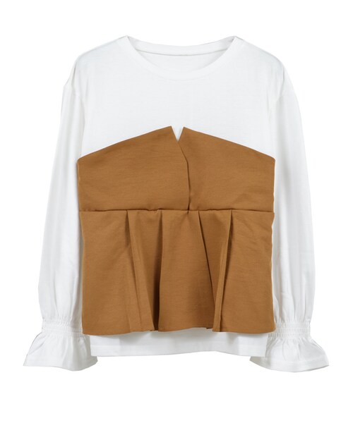 STYLEBLOCK（スタイルブロック）の「タックフレアビスチェドッキングトップス（シャツ/ブラウス・レディース・ライトベージュ/ピンク/キャメル/ネイビー/ブラック・M）」の4枚目の写真