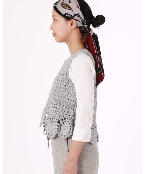 レディース レア✨ 45R チューブヤーンかぎ針NO SLEEVE TOP ハンドニット