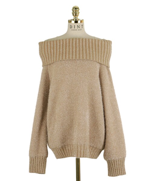 DINT（ディント）の「ロック光沢オープンニットトップ（ニット/セーター・レディース・Other/Beige/Black・one(44~66size)）」の3枚目の写真