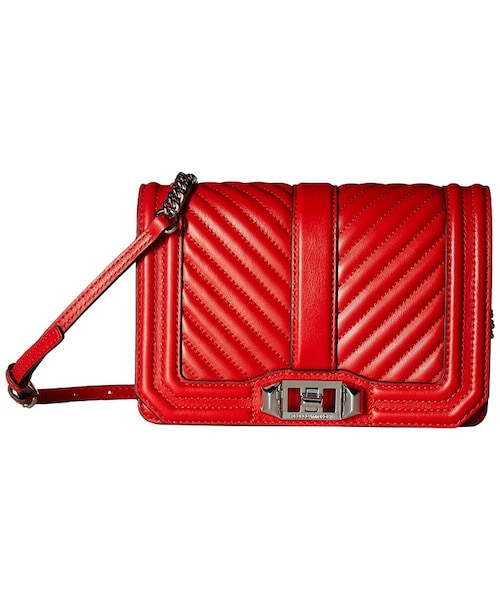 REBECCA MINKOFF（レベッカミンコフ）の「Rebecca Minkoff - Chevron Quilted Small Love Crossbody Cross Body Handbags（ショルダーバッグ・レディース・Bianco/Brass Metallic/Carnation Red/Silver・One Size）」の2枚目の写真