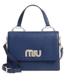 miu miu | Miu Miu Small Logo Leather Satchel - Blue(ショルダーバッグ)