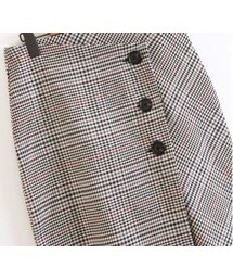 ZARA チェック柄 ミディスカート ZWコレクション チェック柄ミディ丈スカート - ブラウン | ZARA