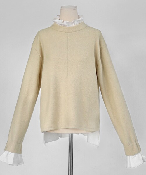 DHOLIC(ディーホリック)の「2TYPEラッフルディテールブラウス(シャツ/ブラウス・レディース・ホワイト/ブラック/ベージュ・FREE)」の3枚目の写真