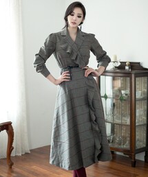 DINT | ルビンフリルカラーワンピース（ベルトset）(ワンピース)