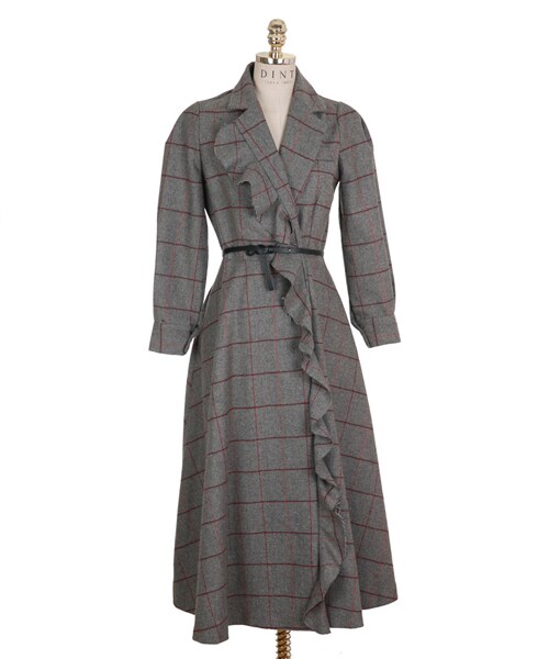 DINT（ディント）の「ルビンフリルカラーワンピース（ベルトset）（ワンピース・レディース・Grey/Other・one(44~66size)）」の2枚目の写真