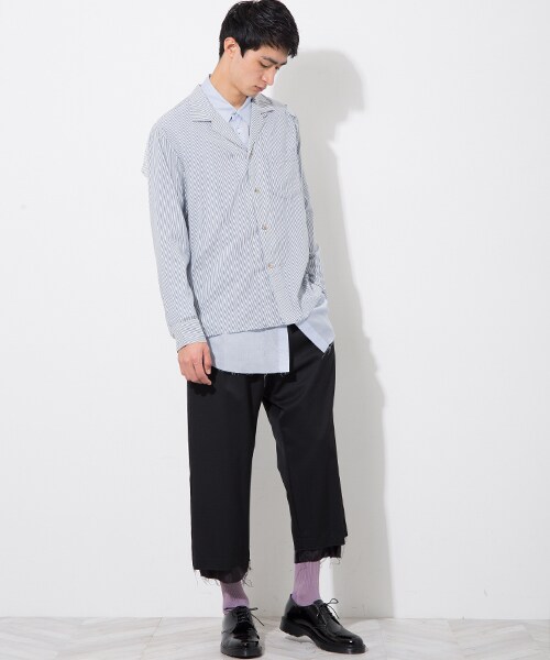 sulvam（サルバム）の「テンセルストライプオープンカラーシャツ 
