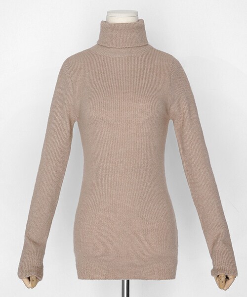 DHOLIC（ディーホリック）の「ソリッドカラータートルネックニット（ニット/セーター・レディース・ブルー/ベージュ/ホワイト/ブラック/ピンク・FREE）」の4枚目の写真