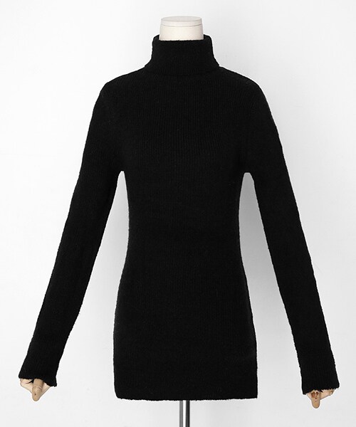 DHOLIC（ディーホリック）の「ソリッドカラータートルネックニット（ニット/セーター・レディース・ブルー/ベージュ/ホワイト/ブラック/ピンク・FREE）」の3枚目の写真