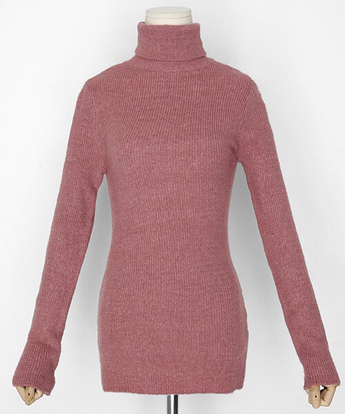 DHOLIC（ディーホリック）の「ソリッドカラータートルネックニット（ニット/セーター・レディース・ブルー/ベージュ/ホワイト/ブラック/ピンク・FREE）」の5枚目の写真