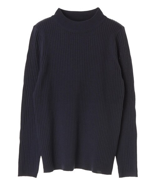 AMERICAN HOLIC（アメリカンホリック）の「・12col.モックネックリブニット（トップス・杢グレー/ブラック/ライトベージュ/グレーベージュ/イエロー/グリーン/ネイビー/パープル/マルチ/ボーダーアイボリー/ボーダーキャメル/ボーダーネイビー・F）」の13枚目の写真