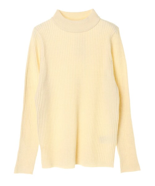 AMERICAN HOLIC（アメリカンホリック）の「・12col.モックネックリブニット（トップス・杢グレー/ブラック/ライトベージュ/グレーベージュ/イエロー/グリーン/ネイビー/パープル/マルチ/ボーダーアイボリー/ボーダーキャメル/ボーダーネイビー・F）」の9枚目の写真