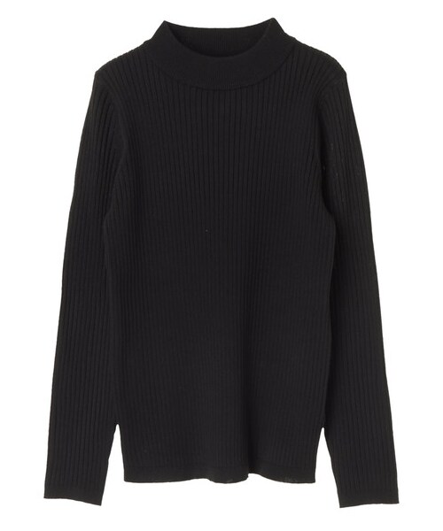 AMERICAN HOLIC（アメリカンホリック）の「・12col.モックネックリブニット（トップス・杢グレー/ブラック/ライトベージュ/グレーベージュ/イエロー/グリーン/ネイビー/パープル/マルチ/ボーダーアイボリー/ボーダーキャメル/ボーダーネイビー・F）」の8枚目の写真