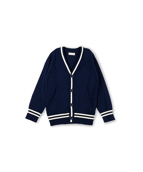 BRANSHES（ブランシェス）の「袖ライン綿ニットカーディガン（カーディガン/ボレロ・キッズ・レッド/ネイビーブルー/アイボリー・90～130）」の3枚目の写真